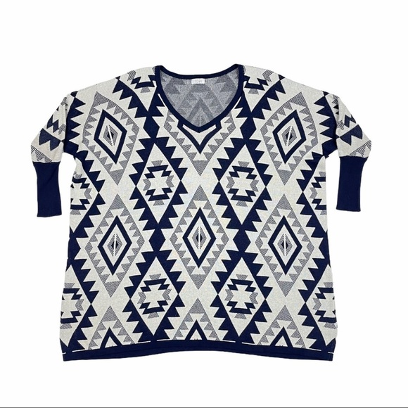 Tobi‎ Emmy Aztec Oversized Sweater S/M Blue Dolman - Picture 2 of 7